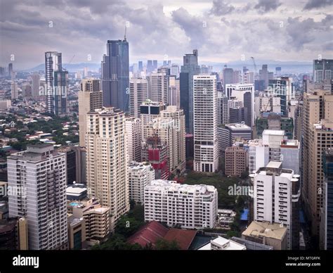 Aerial View Of Manila Skyline Makati City In Philippines Stock Photo