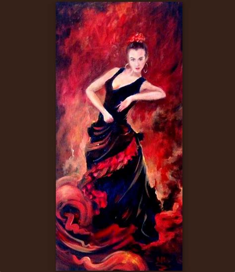 Flamenco Dancer Woman With A Fan Original Oil Painting Etsy