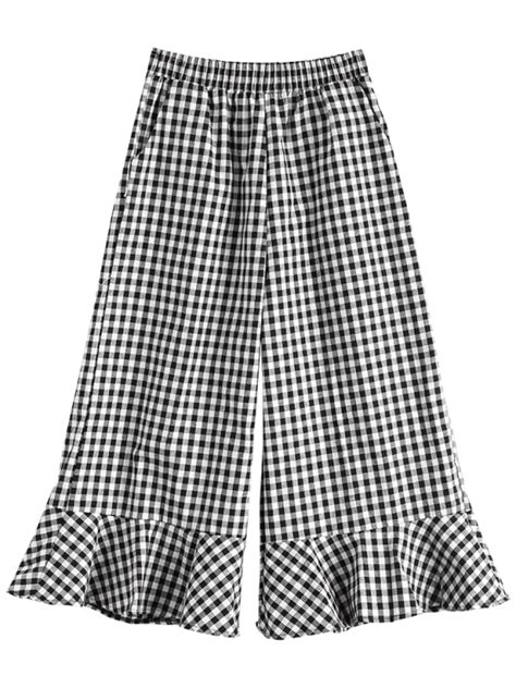 Ruffles Checked Wide Leg Pants Checked One Size Shalwar Kameez