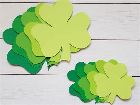 Shamrock Paper Die Cuts Green Shamrock Cutouts Three Leaf Etsy