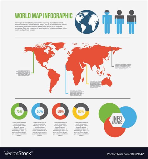World Map Infographic Chart Percent Presentation Vector Image