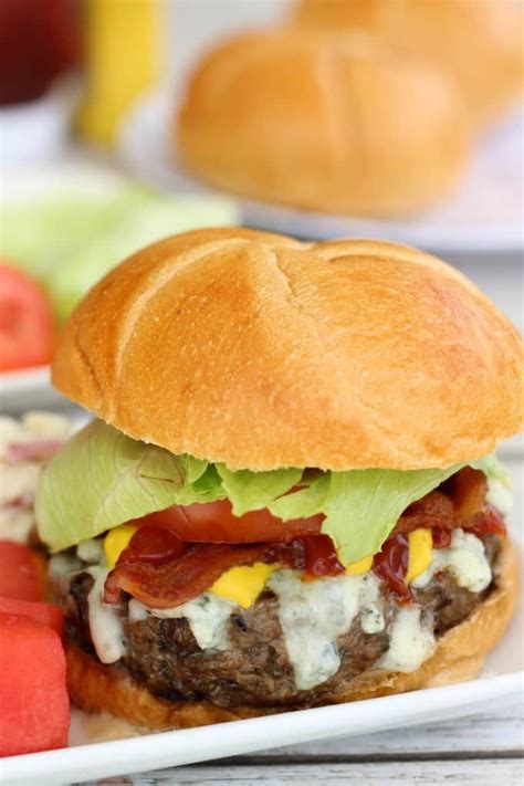 Blue Cheese Burgers With Mushrooms Bacon Recipe Blue Cheese
