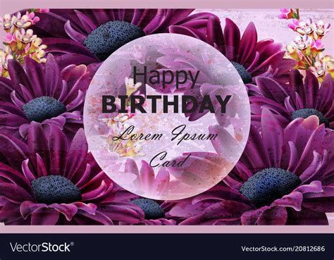 Happy Birthday Daisy Flowers Card Floral Vector Image