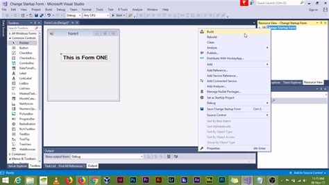 How To Change The Startup Form In Visual Studio 2017 Project Youtube