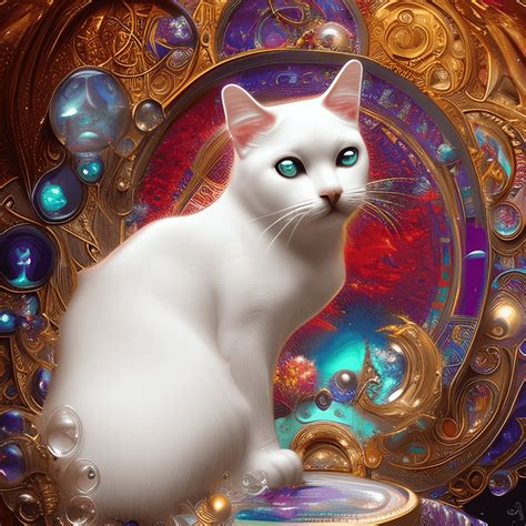 Beautiful Mystical 3d White Cat · Creative Fabrica