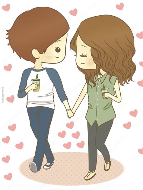 Cute Cartoon Couples Holding Hands
