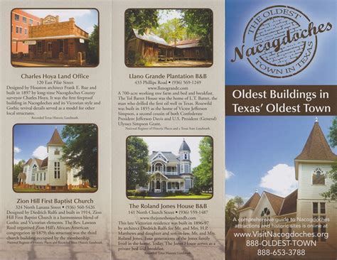 Oldest Buildings Brochure Created By The Nacogdoches Convention And