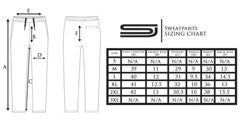 Sweatpants Size Chart Straightjacket