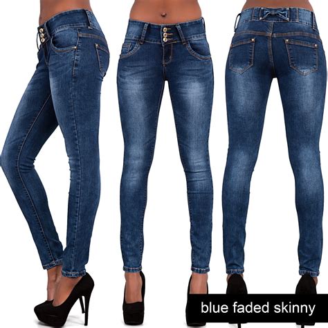 Sexy Ladies Skinny Jeans Womens Low Waist Trouser Blue Denim Size 6 8