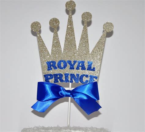 Royal Prince Crown Cake Topper Blue And Gold Baby Showers Etsy