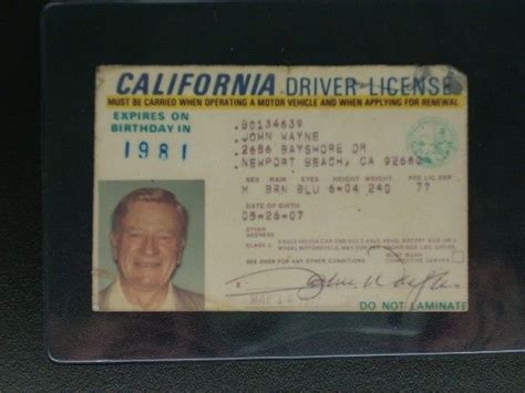 His last film & he died 3 years later of cancer. John Wayne's last driver's license | Militaria, Trains ...