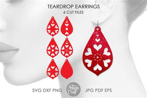 Earrings Svg Teardrop Earring Svg Valentine Earrings