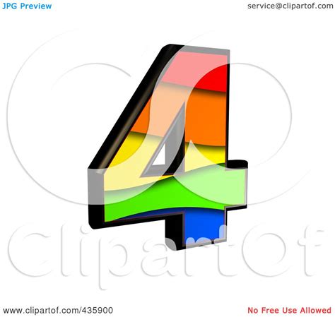 Royalty Free Rf Clipart Illustration Of A 3d Rainbow Symbol Number 4