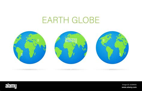 Set Earth Globes Isolated On White Background Flat Planet Earth Icon