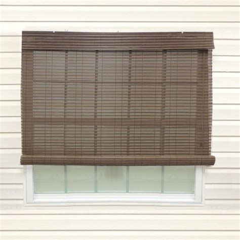 Chestnut Exterior Roll Up Patio Sun Shade With Valance 96 In W X 84