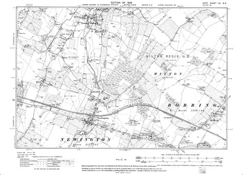 Old Map Of Lower Halstow Newington And Bobbing In 1908