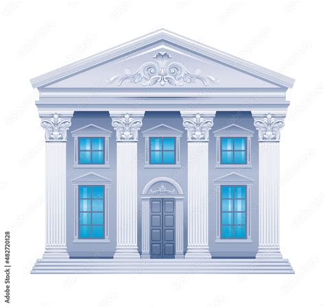 Building Vector Illustration Classic House Exterior Of Bank