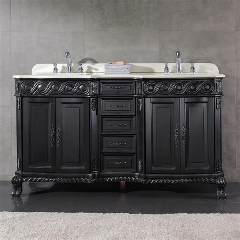 Details of the virtu usa caroline estate 36 single bathroom vanity with black galaxy granite top and mirror designed with class in mind, the caroline estate offers a beautiful and elegant structure in any. Shop OVE Decors Trent Antique Black Undermount Double Sink ...