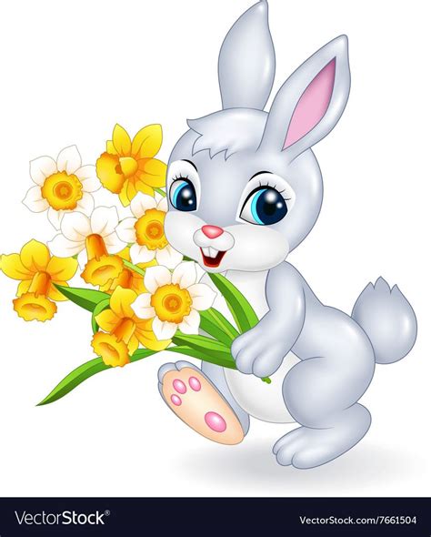 illustration of cute bunny holding beautiful flower download a free preview or high quality