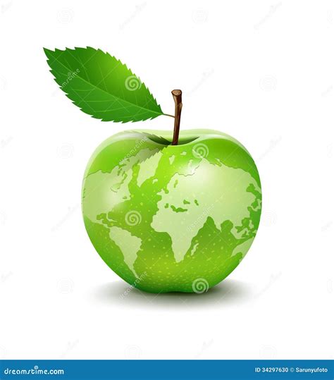 Apple With Earth Texture Map Stock Image 245145349