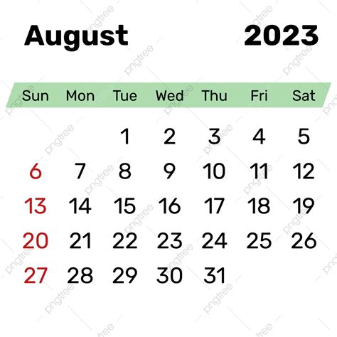 Gambar Kalender Sederhana Agustus 2023 Kalender 2023 Agustus Png Dan Vektor Dengan Background