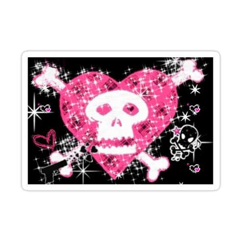 Emo Skull And Heart Sticker For Sale By Wapshop Skull Wallpaper