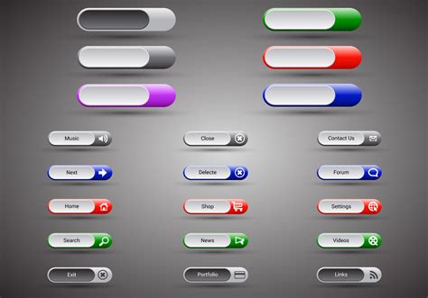 Free Web Buttons Set 12 Vector Download Free Vector Art Stock