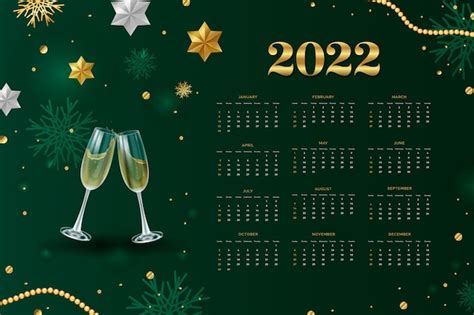 Free Vector Realistic 2022 Calendar Template