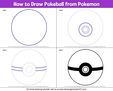 How To Draw Pokeball From Pokemon Printable Step By Step Drawing Sheet