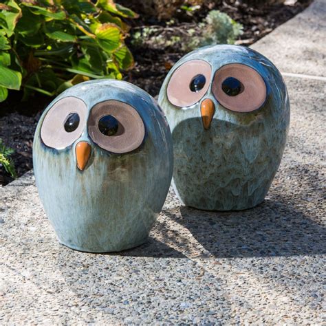 Alfresco Home Ceramic Owl Garden Statue Ceramic Owl Garden Owl