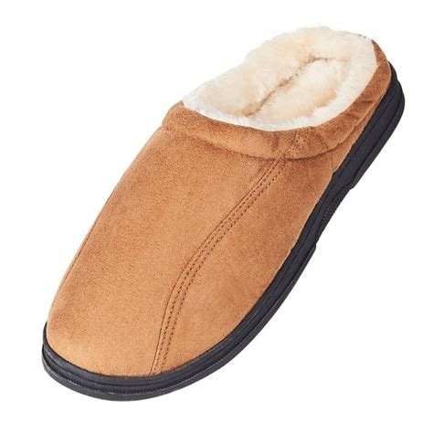 Slippers made from 100% merino wool or cotton. Men's Slip On Backless Moccasin Memory Foam Bedroom ...