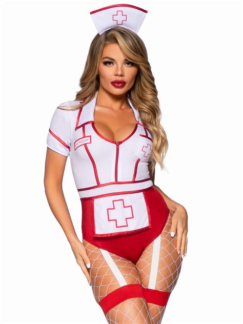 sexy nurse feelgood women s costume bodysuit leg avenue