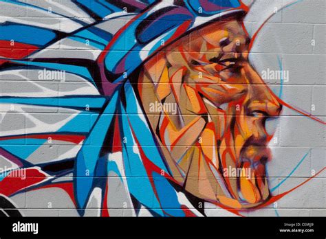 Contemporary Street Art Native American Indian Stock