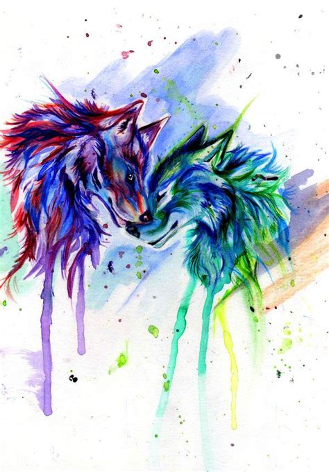 Rainbow Wolves By Lucky978 On Deviantart Wolf Wolf Painting