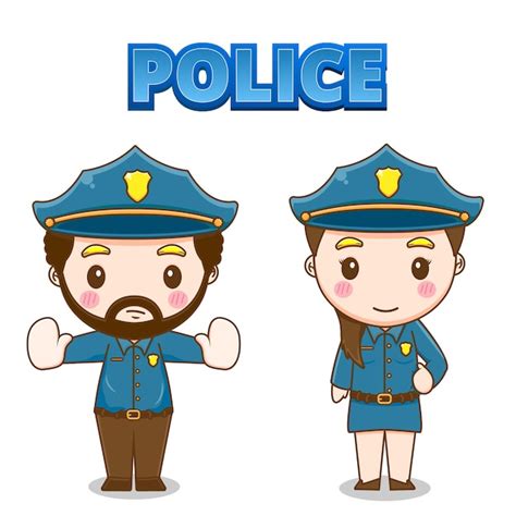 Caricatura De Policía Lindo Vector Premium