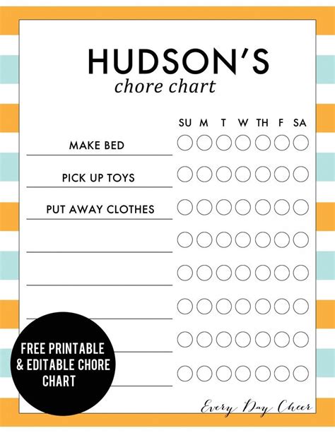 Free Editable Printable Chore Charts With Pictures Printable Templates