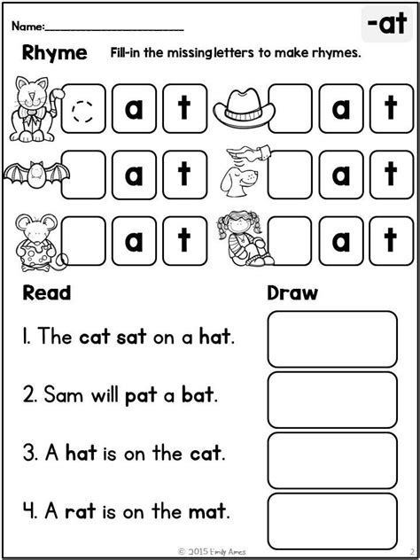 Cvc worksheets image inspirations 1ste word list pdf free for first printable. Rhyme, Read, & Draw - Print & Go - Differentiated | Word ...