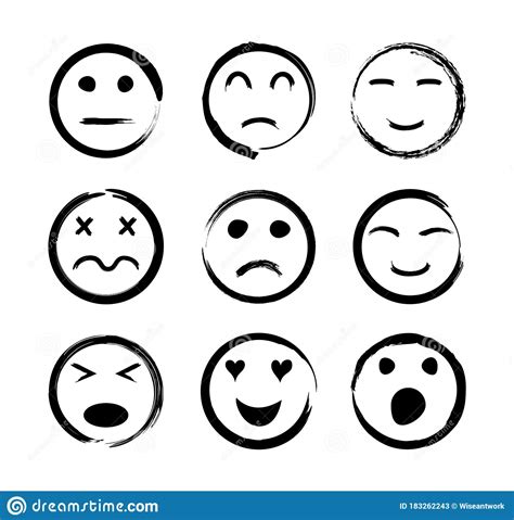 Sketch Smiles Doodle Smiley In Different Emotions Hand Drawn Smiling