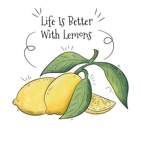 Lemons Fruit With Inspirational Quote Background 191216 Vector Art At