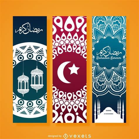 Vertical Ramadan Banner Set Vector Download