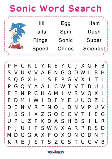 Sonic The Hedgehog Printable Word Search Printable Word Searches The