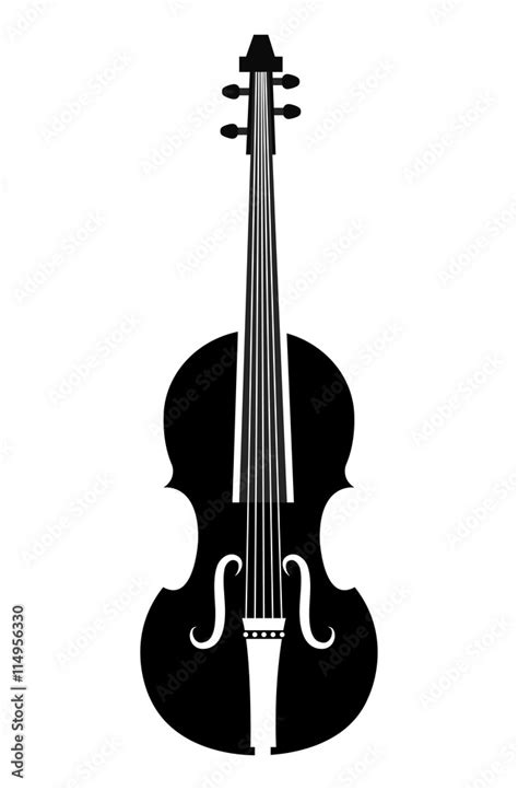 Violin Music Instrument Icon Silhouette In Black And White Colors