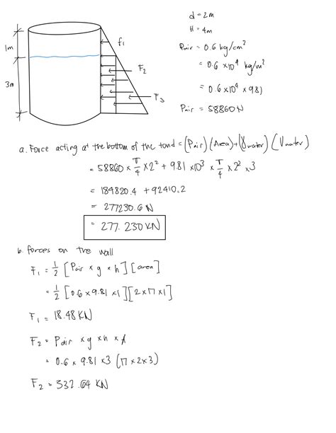 [Solved] Hydrostatic Forces on Plane Surfaces. 3. A closed cylindrical