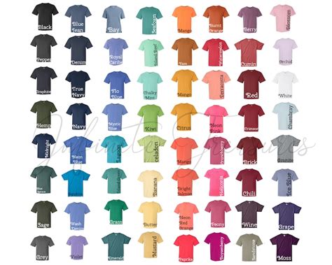 Comfort Colors Color Chart Updated Etsy