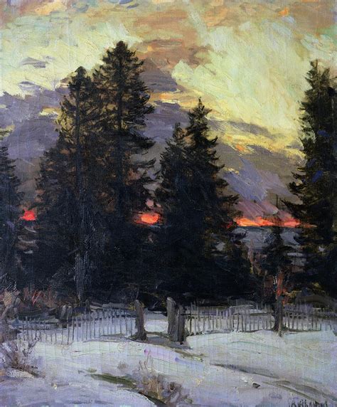 Sunset Over A Winter Landscape Painting By Abram Efimovich