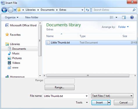 Microsoft Word 2007 To Word 2016 Tutorials How To Insert A Text File