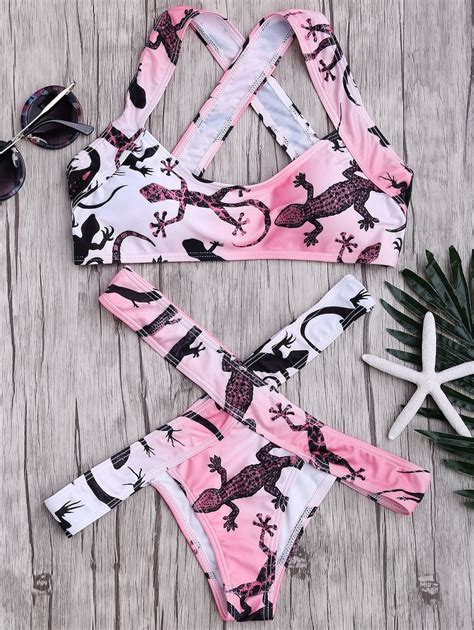 Ombre Lizard Print Criss Cross Bikini Set Criss Cross Bikini Set