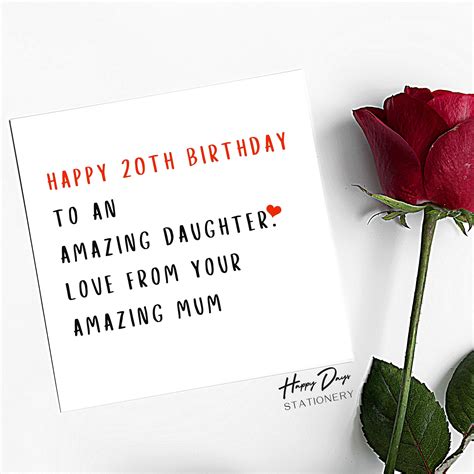 Daughter Birthday Card 20th Birthday Amazing Daughter 20th Etsy Uk
