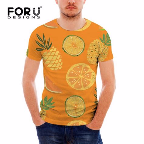 Forudesigns Tropical Fruit Summer Men T Shirt Breathable Short Sleeve Male Tshirt Pineapple