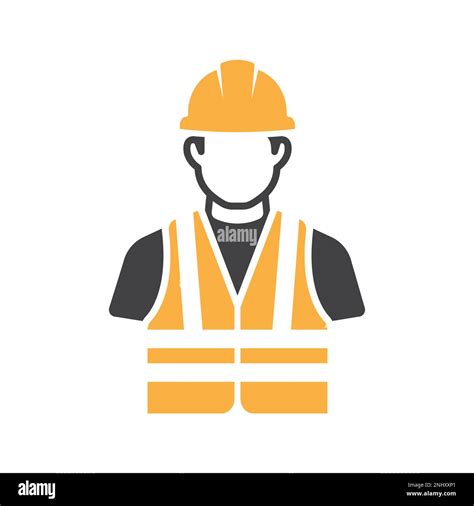 Construction Worker Icon Vector Safety Icon Avatar With Hard Helmet